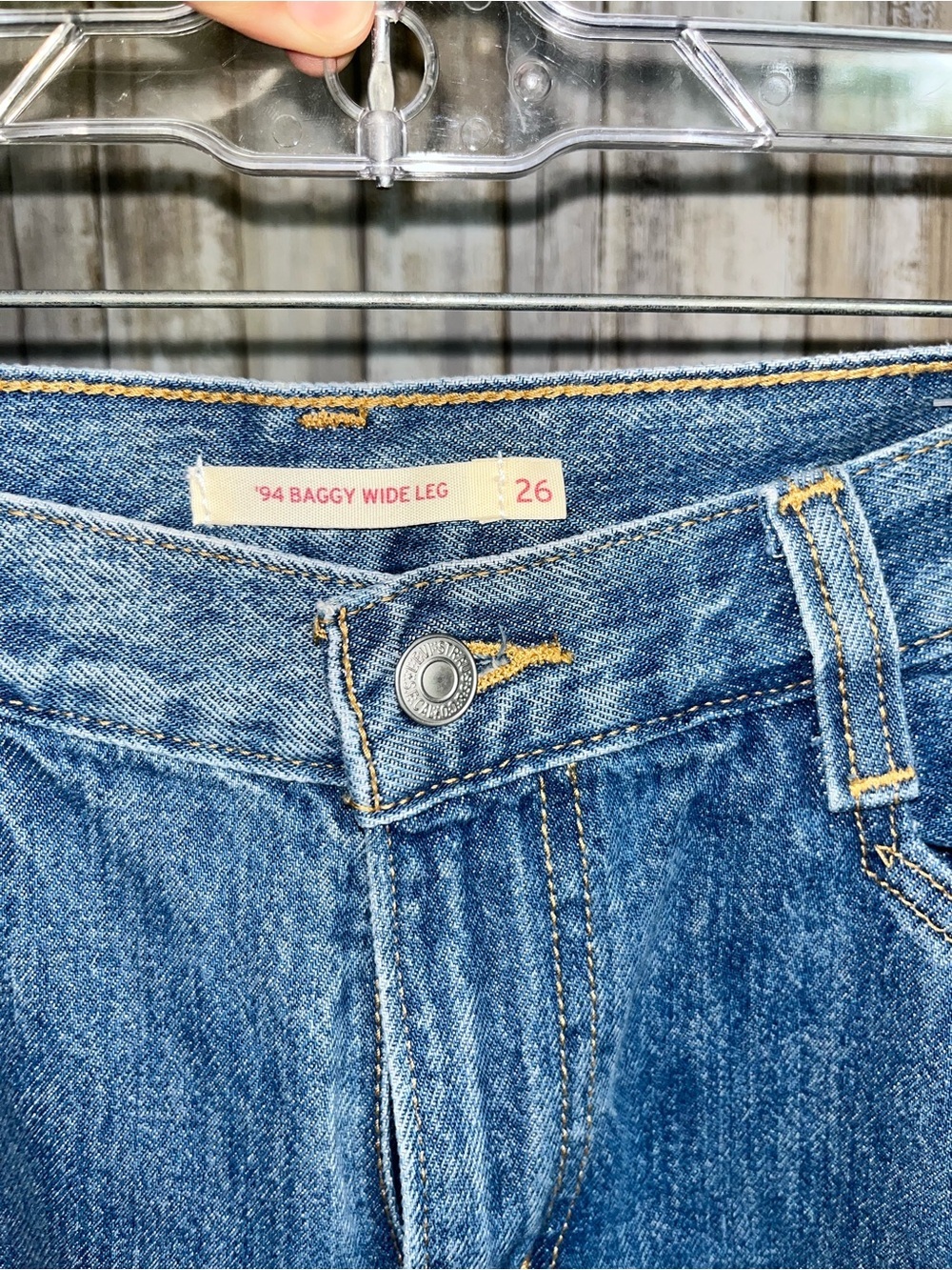 Levi’s 94 Baggy Wide Leg Jeans 26 High Rise Vintage Wash 100% Cotton - Picture 6 of 7